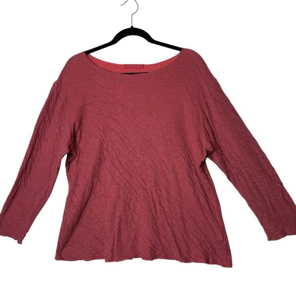 Cut Loose Pumpkin Double Knit Textured Three Quarter Sleeve Top Sz L Casual - Picture 1 of 10